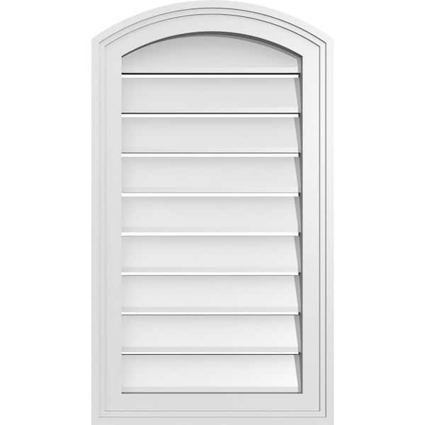 Ekena Millwork 16" x 26" Arch Top Surface Mount PVC Gable Vent: Non-Functional with Brickmould Frame