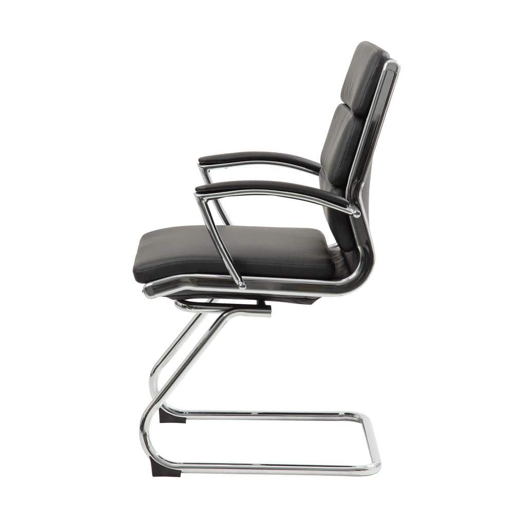 Modern Executive CaressoftPlus Guest Chair with Chrome Frame, Black