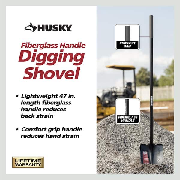Husky 47 in. L Fiberglass Handle Carbon Steel Digging Shovel Husky 47 in. L Fiberglass Handle Carbon Steel Digging Shovel