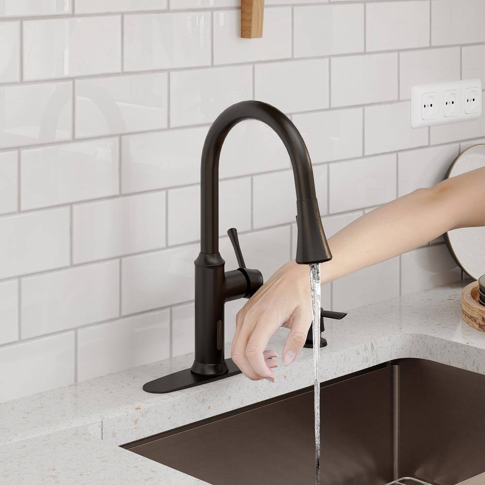 Matte Black Stainless Steel Touchless Pull-Down Sprayer Kitchen Faucet