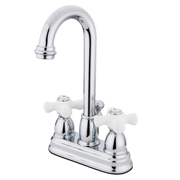 Kingston Brass Restoration 4 in. Centerset 2-Handle Bathroom Faucet in Chrome