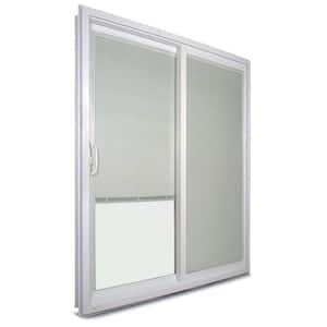 60 in. x 80 in. 50 Series White Vinyl Sliding Patio Door Left-Hand Moving Panel with Blinds