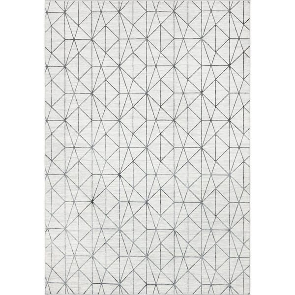 Matrix Trellis Geometric White 9 ft. 10 in. x 14 ft. Area Rug