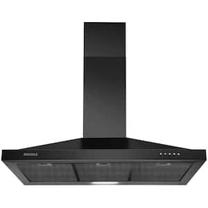 36 in. 450 CFM Push Button Wall Mount Control with LED Light Range Hood in Black