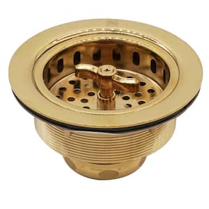 3-1/2 in. Wing Nut Style Kitchen Basket Strainer, Polished Brass