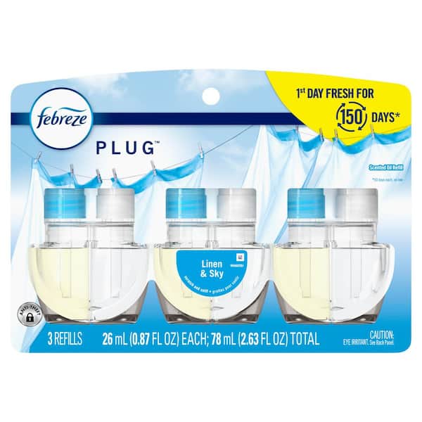 Plug Fade Defy 0.87 oz. Linen and Sky Scent Plug-In Air Freshener Refill (3 Refills)