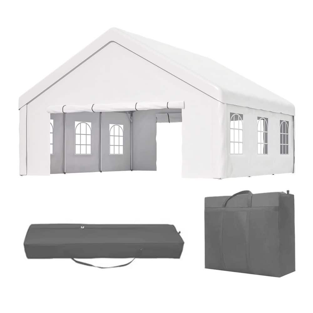 Zeus & Ruta 20 ft. x 20 ft. White Heavy Duty Canopy Tent