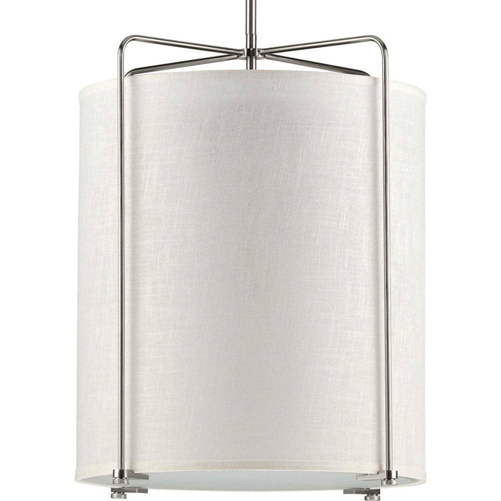 Kempsey Brushed Nickel 3-Light Drum Pendant with Linen Shade