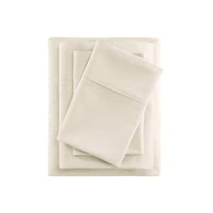 600 Thread Count 4-Piece Ivory Cooling Cotton King Sheet Set