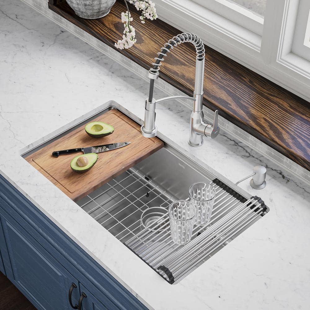 Elite 32'' Stainless Steel Undermount Single Bowl Workstation Sink