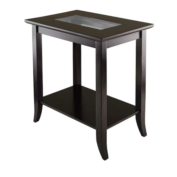 WINSOME WOOD Genoa Espresso Glass Top End Table