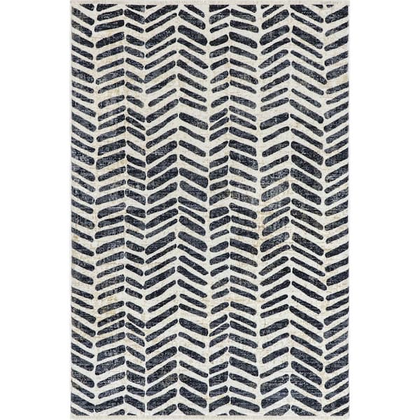 nuLOOM Elly Transitional Herringbone Fringe Beige 8 ft. x 10 ft. Area Rug