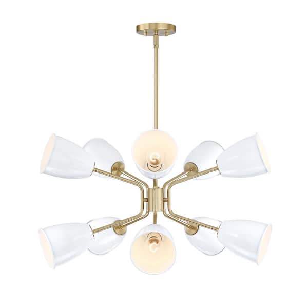 Designers Fountain Biba 10-Light Brushed Gold Transitional Tiered Chandelier for Dining Areas with No Bulbs Included