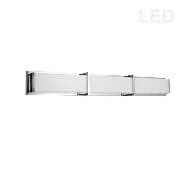 Dainolite Winston 1-Light 39.5 in. 50-Watt Polished Chrome LED Vanity Light Bar with White Acrylic