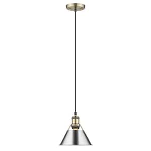 Orwell AB Mini Pendant - 7 in. in Aged Brass with Chrome Shade