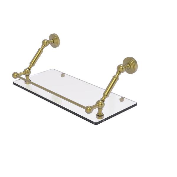 Allied Brass WP-1-24-UNL Waverly Place Collection 24 Inch Floating Glass Shelf Unlacquered Brass Allied Brass WP-1-24-UNL Waverly Place Collection 24 Inch Floating Glass Shelf Unlacquered Brass