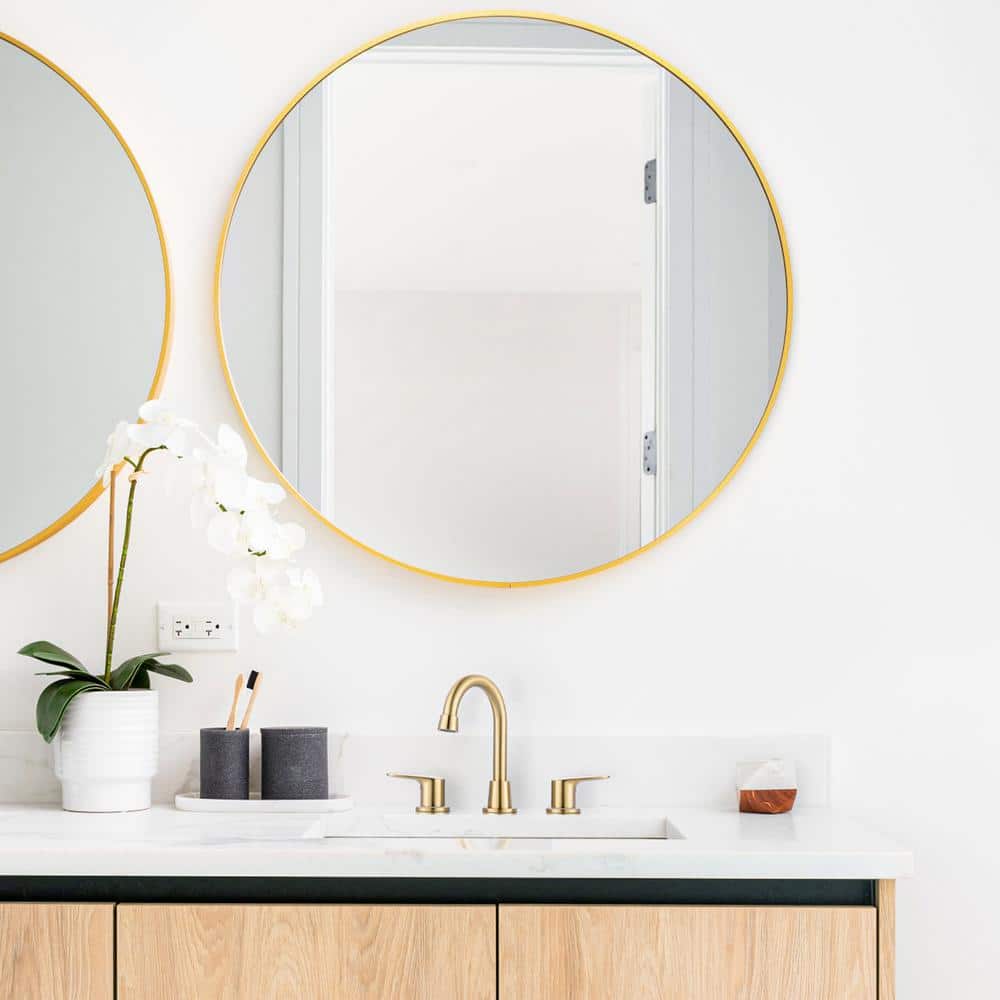 Brushed Gold Double Handle Widespread Bathroom Faucet with Pop-Up Drain