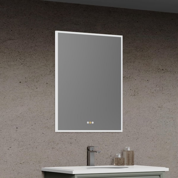 20 in. W x 26 in. H Large Rectangular Silver LED Anti-Fog Aluminum Recessed Medicine Cabinet with Mirror, Outlet and USB