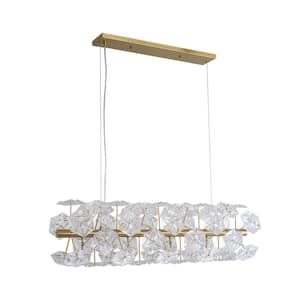 18-Light Modern Gold Cylindrical Crystal Chandelier for Living Room, Dining Room with No Bulbs Included