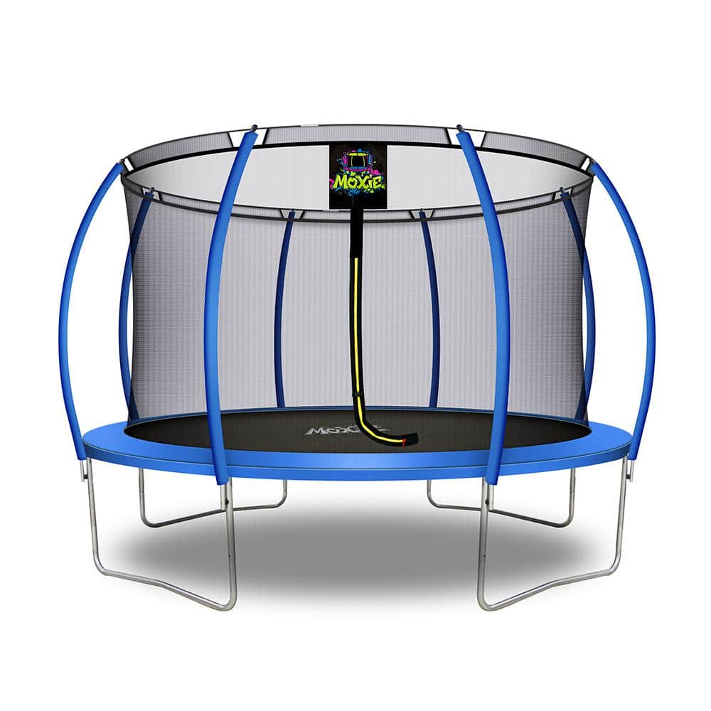 MOXIE Machrus 12 ft. Blue PumpkinShaped Outdoor Trampoline Set with Premium TopRing Frame Safety Enclosure -  MXSF03-12-BL