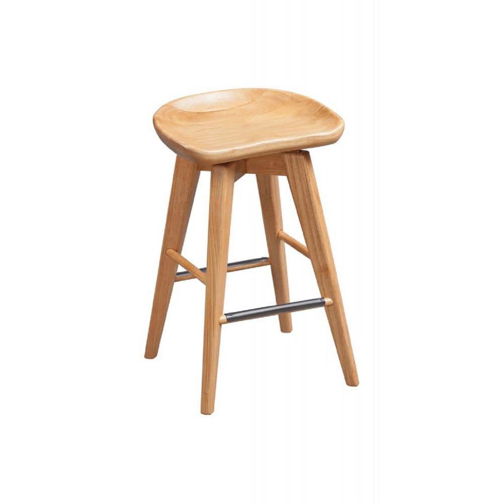 Bali 24in. Product Height Backless Wood Swivel Stool in Natural
