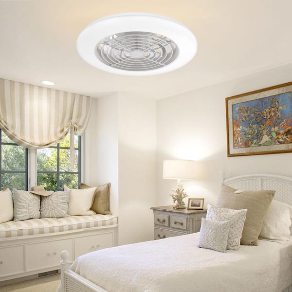 19 in. Smart Indoor White Low Profile Ceiling Fan with RGB Light, APP Control and Remote Control
