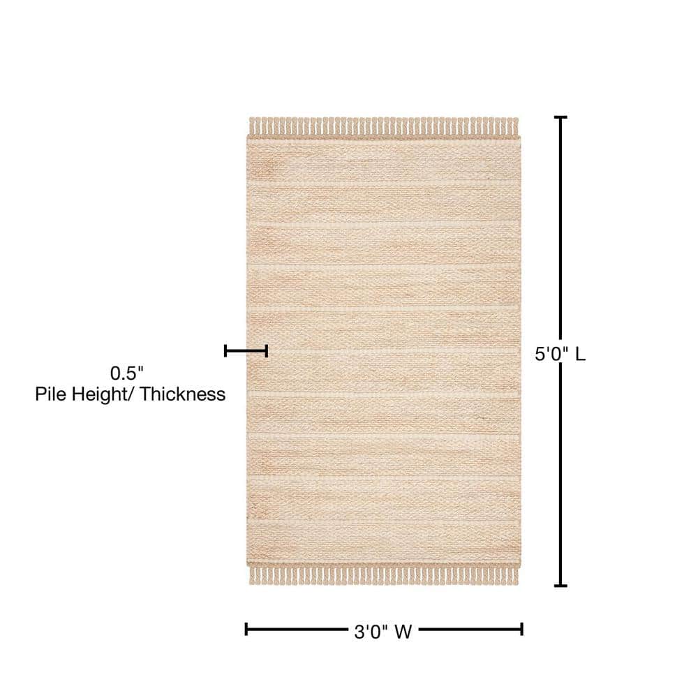 Ivory Handwoven Wool Flat Woven Area Rug 3' x 5'