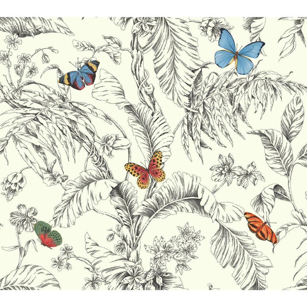 Papillon Multicolor Vinyl-Coated 3D Botanical Wallpaper