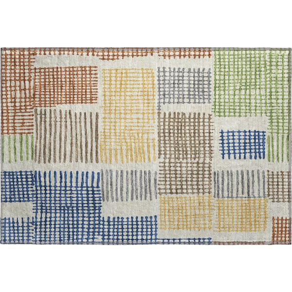 Mayfield Premium Machine Washable Abstract AMF1975 Putty 2 ft. x 3 ft. Accent Rug