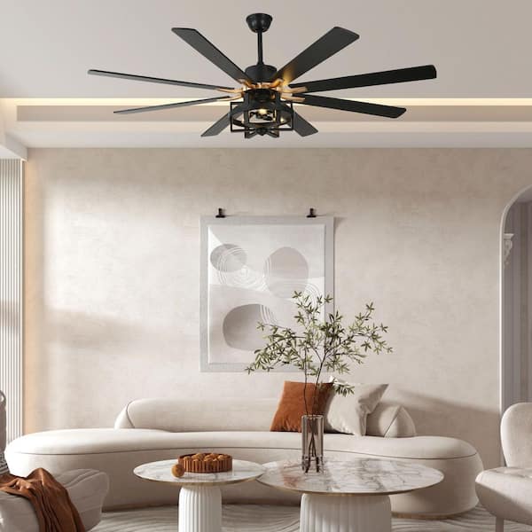 Oaks Aura Aria 65 in. Indoor Matte Black Industrial Caged Ceiling