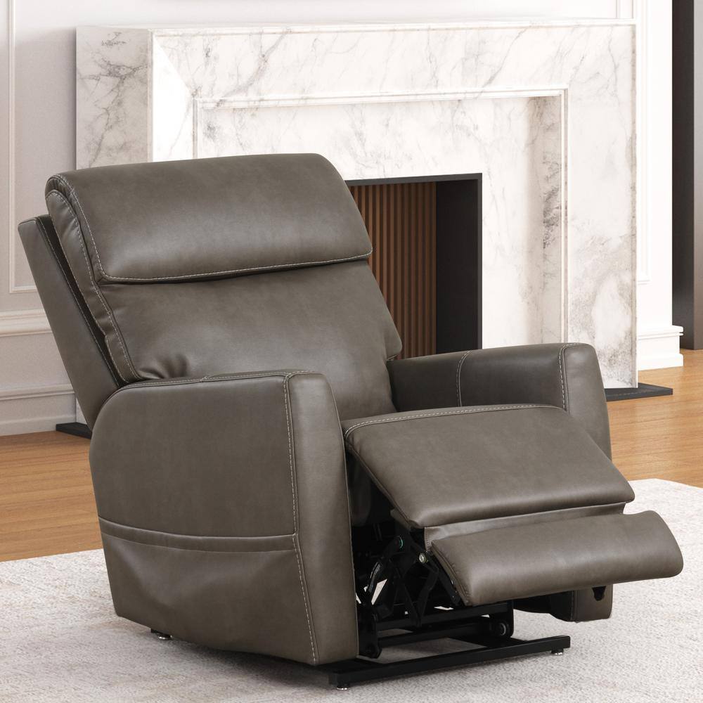Gray Faux Leather Lift Recliner with USB Charging