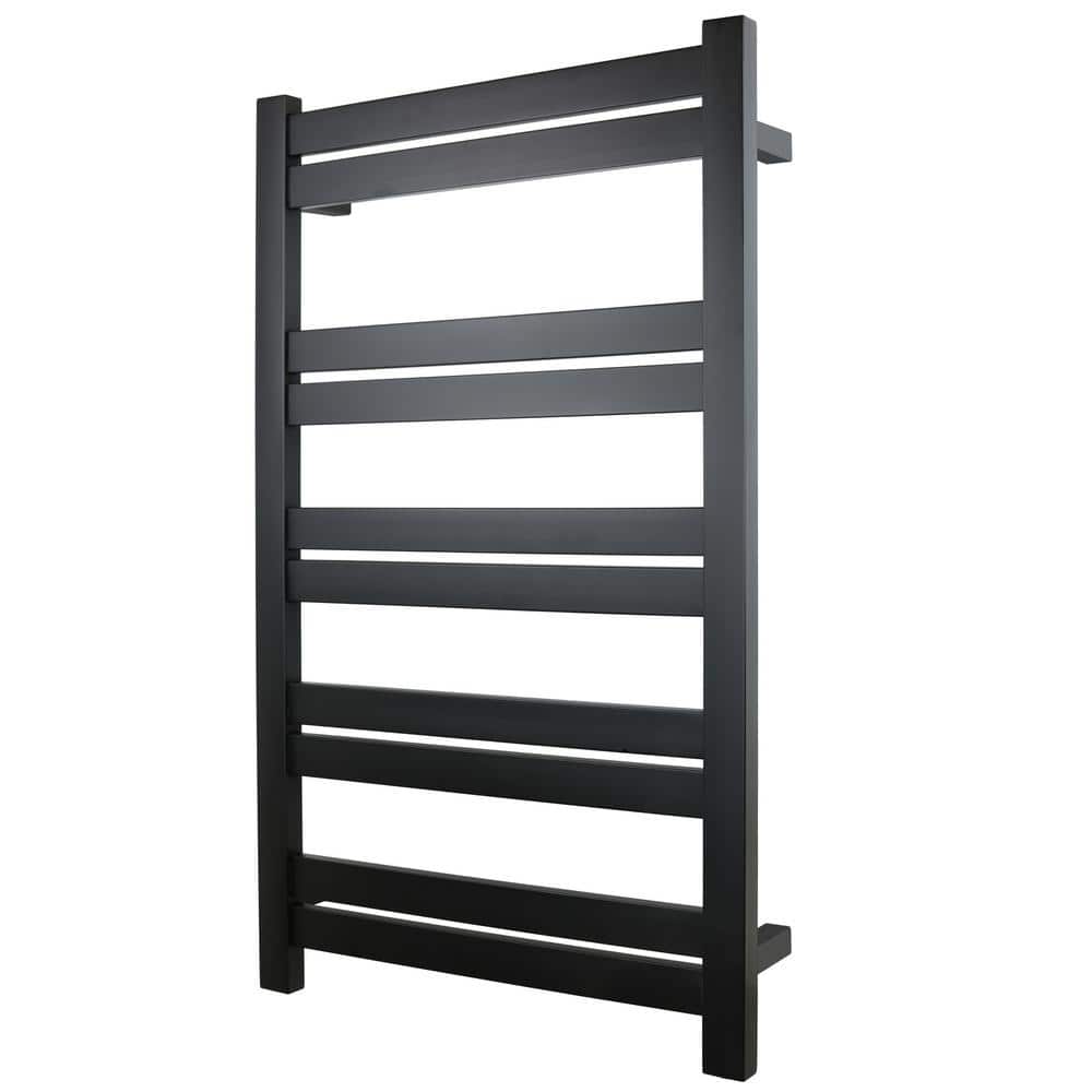 Grande 10-Bar Black Stainless Steel Wall-Mounted Towel Warmer