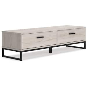 52.72 in. Gray and Black Backless Bedroom Bench with 2-Drawers