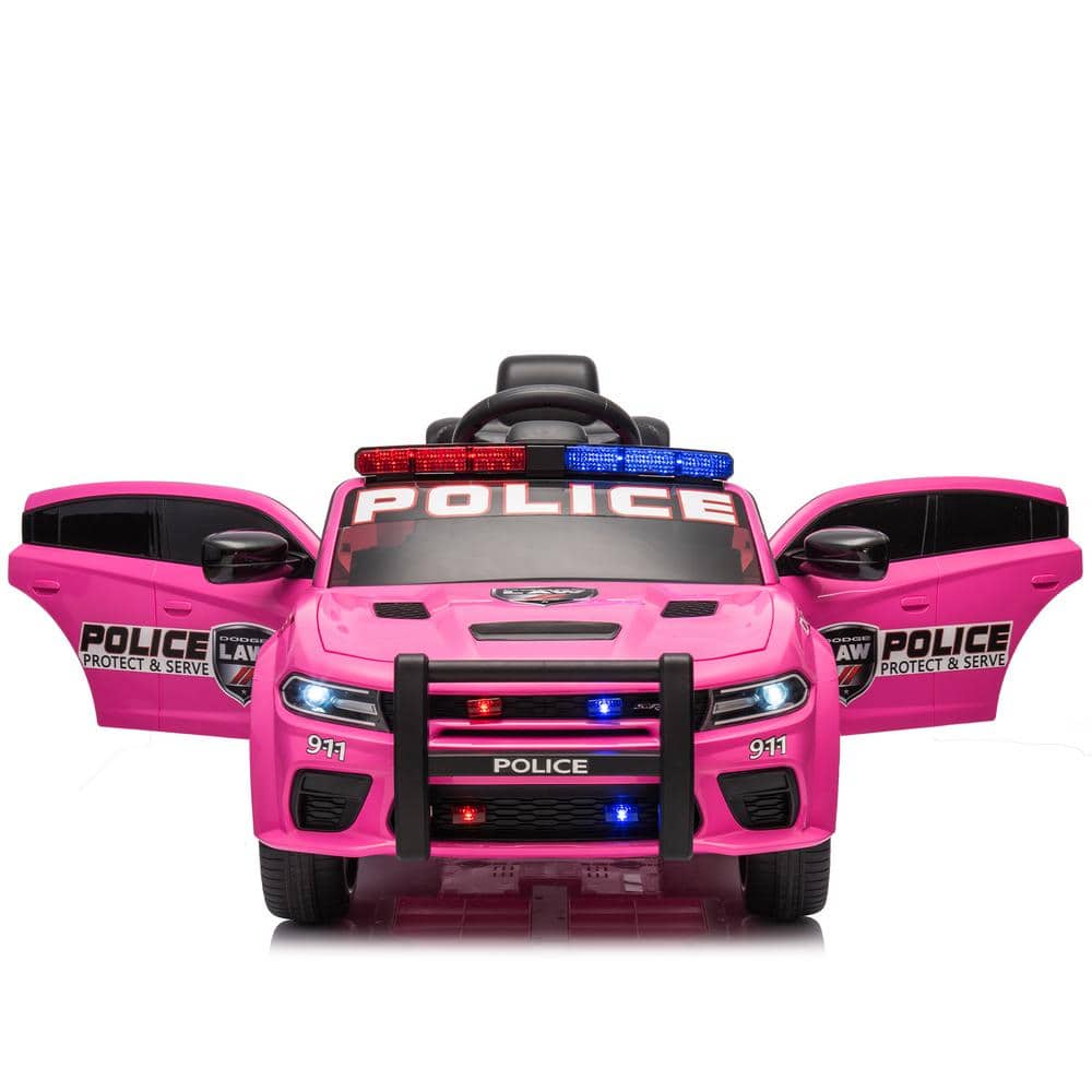 Pink 12V Dodge Kids Ride-On Police Car with Remote Control