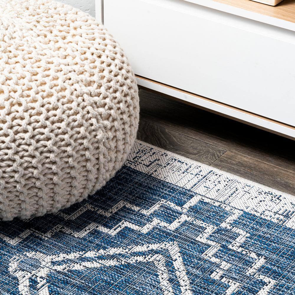 Marokko Diamond Tribal Medallion 3x5 Blue/Ivory Synthetic Rug