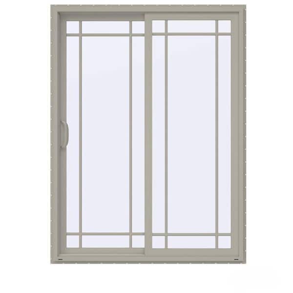 JELD-WEN 60 in. x 80 in. V-4500 Contemporary Desert Sand Vinyl Left-Hand 9 Lite Sliding Patio Door
