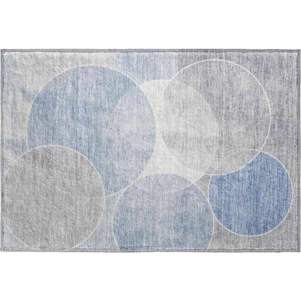 Mayfield Premium Machine Washable Abstract AMF2286 Denim 2 ft. x 3 ft. Accent Rug