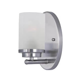 Corona 1-Light Satin Nickel Wall Sconce with Frosted Shade