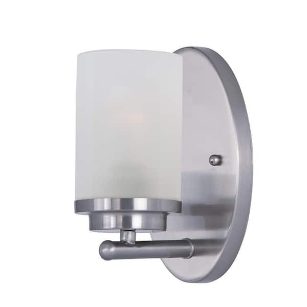 Maxim Lighting Corona 1-Light Satin Nickel Wall Sconce with Frosted Shade