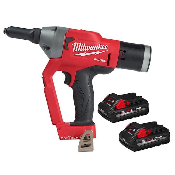 Milwaukee M18 FUEL ONE-KEY 18-Volt Lithium-Ion Cordless Rivet Tool with (2) M18 HIGH OUTPUT 3.0 Ah Batteries