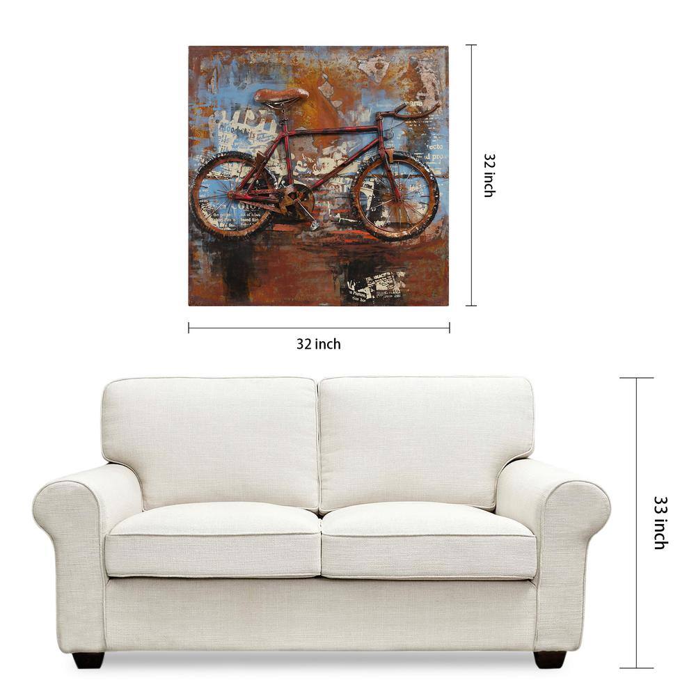 Primo Red Iron Bicycle Mixed Media Canvas Wall Art