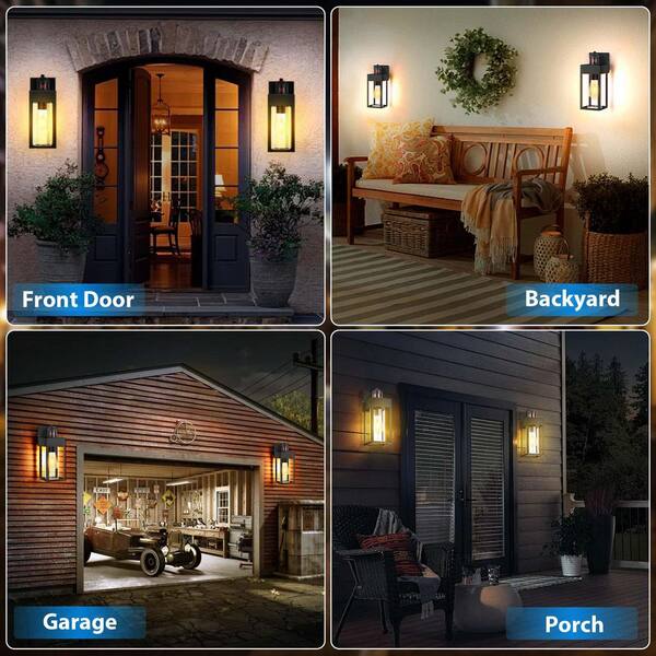 GMGSROM 1-Light Matte Black Motion Sensing Dusk to Dawn