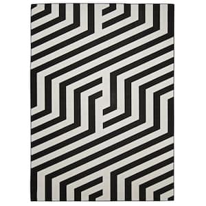 Myli Ivory and Black 2 ft. W x 3 ft. L Washable Polyester Indoor/Outdoor Area Rug
