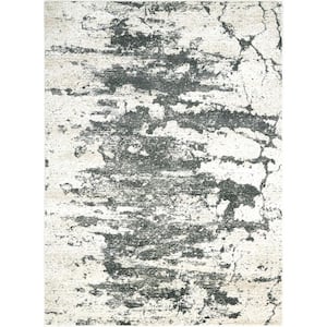 Maxell Ivory/Grey 4 ft. x 6 ft. Abstract Modern Area Rug