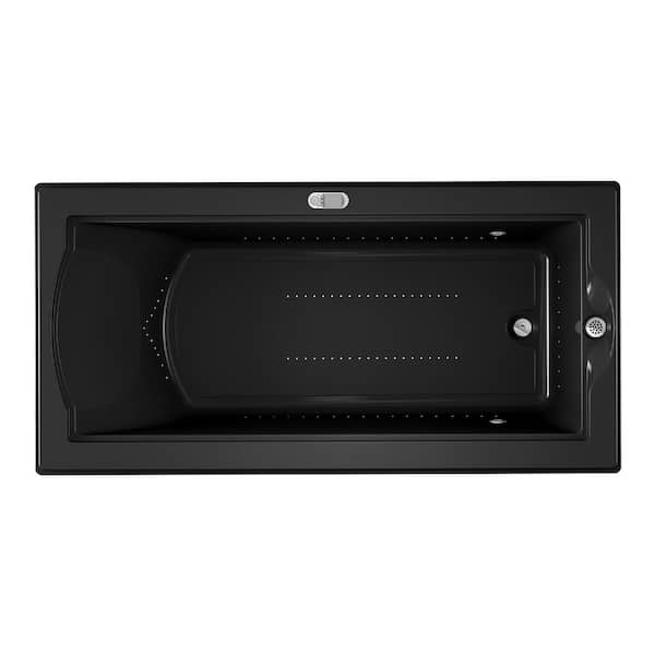 FUZION PURE AIR 70.7 in. x 35.4 in. Rectangular Air Bath Bathtub with Right Drain in Black