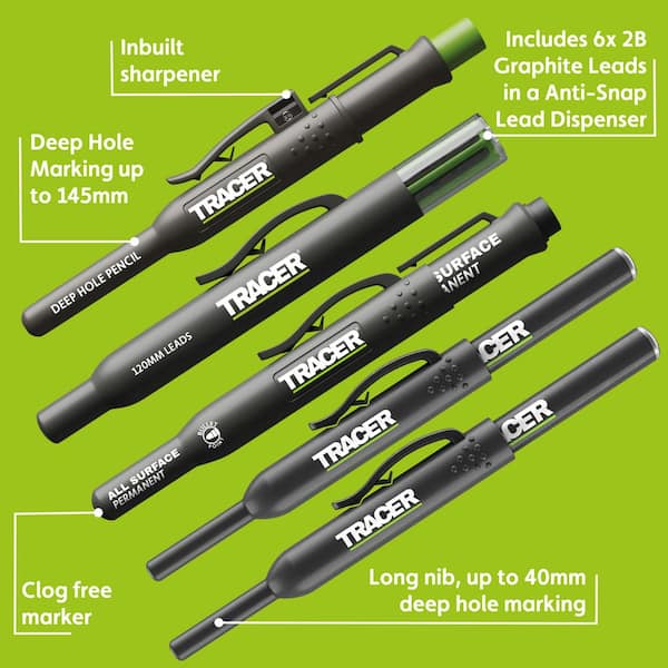 TRACER 5-Piece Construction Marker Kit with Storage Case AMK5