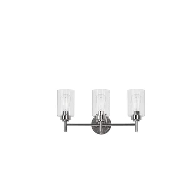 Wexton 20 in. Plug and Play 3-Light Brushed Nickel Vanity Light with SkyPlug