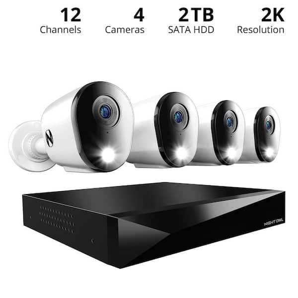 Night Owl 12-Channel (8 Wired 4 Wi-Fi) 2K 2 TB DVR Security Camera