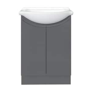 Adley 24 in. W x 17-1/8 in. D Bath Vanity in Gray Gloss with Porcelain Vanity Top in White with White Basin