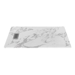 60 in. L x 32 in. W x 1.125 in. H Alcove Composite Shower Pan Base with R/L Drain in Carrara Slate